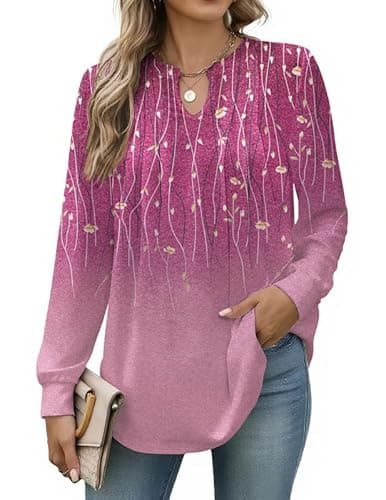 Misakia Women Long Sleeve Tunic Top Fall Fashion Dressy Casual Trendy Shirt Pleated Blouse 2025 - Image 1