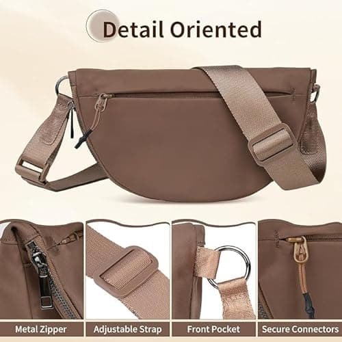 Fashion Crescent Moon Bag For Women & Men - Medium Nylon Shoulder Bag With Adjustable Strap, Lightweight & Foldable Design (A-Lavender) - Thumbnail 6