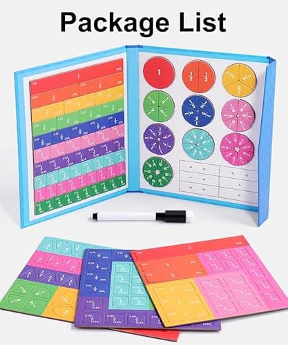 Magnetic Fraction Educational Puzzle, Magnetic Fraction Demonstration Book with Fraction Tiles & Circles, Fraction Manipulatives for Elementary School, Math Learning Skills for Kids - Thumbnail 4