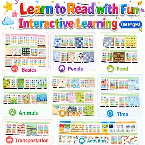 JAESITETER Screen-Free Learning Tablet, Phonics Talking Flash Cards, 84 Pages, 36 Themes, 2800+ Knowledge Points, 500+ Test Library, 300+ Thinking Training, Learning Educational Toy Kids 2-6 Gifts - Thumbnail 2