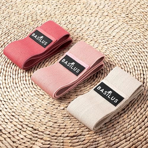 Basilus 3-Pack Fabric Resistance Bands for Legs & Glutes – Exercise Bands for Strength Training, Yoga, Pilates & Fitness – Mesh Bag & Exercise Guide Included (Peach Cream, Blush Dune, Lost Cherry) - Thumbnail 6