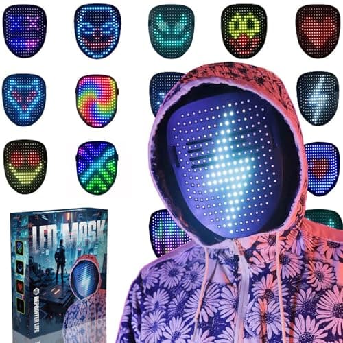 Depointer Life LED Mask Light up Masks With Gesture Sensing, Cool Toys Masks Teen Boys Gifts for Halloween Christmas Birthday -Rechargeable Mask - Image 1