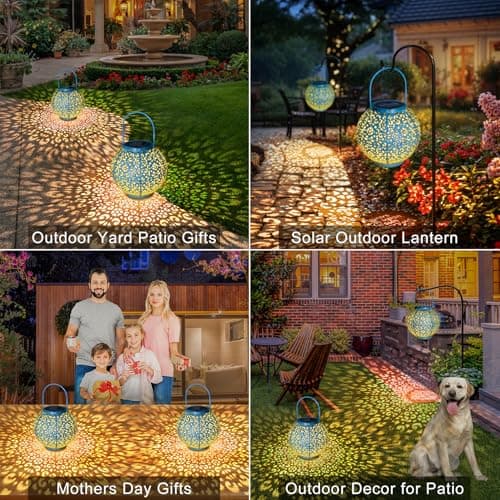 Go2garden Big Solar Outdoor Lanterns Waterproof, Gifts for Dad Mom Garden Yard Decor Lights for Patio,Balcony Party Ornaments, Birthday Mothers Day Gifts for Wife Grandma (1 Pack, Teal Blue) - Thumbnail 4