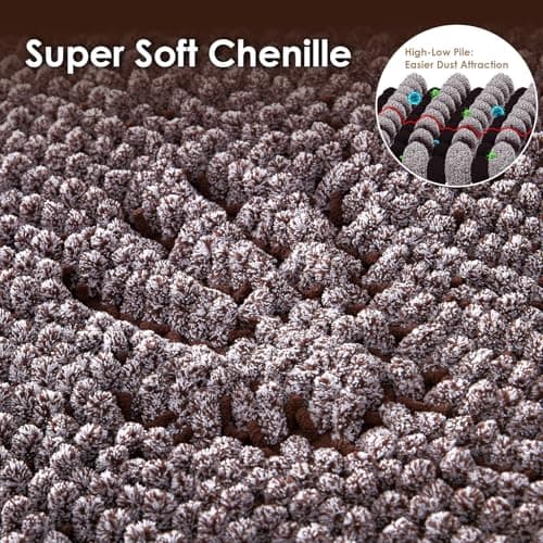 EHEYCIGA Super Absorbent Dog Door Mat for Muddy Paws 24x16 Inch Indoor, Front Doormat Outside Entrance, Quick Dry Chenille Washable Dog Crate Bed, Non-Slip Pet Rug Mud Mat Outdoor Entryway, Brown - Thumbnail 5