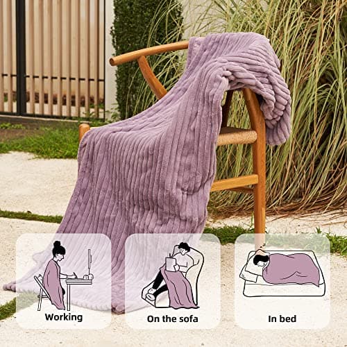 GOTCOZY Electric Blanket Heated Throw 50''X60''- Ribbed Faux Fur Heated Blanket with 4 Heating Level & 3 Hour Auto Off Heating Blanket, ETL&FCC Certified Machine Washable(Violet) - Thumbnail 4