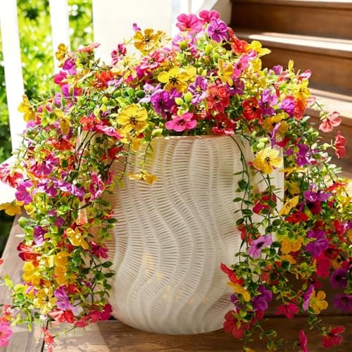 Fanfantoey Artificial Flowers for Outdoors Fake Hanging Decoration, Realistic Plants, UV & Fading Resistant Silk Flower for Spring Porch Patio Balcony Planter Yard