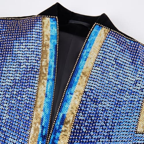 GHNXCY Men's Sequin Blazer, Floral Tuxedo Jacket, Lapel Suit for Party Wedding Banquet Prom (US, Alpha, X-Large, Regular, Regular, Multicolored) - Thumbnail 3