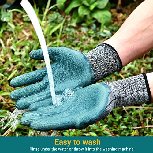 DOFOWORK Gardening Gloves - 6 Pair Gardening Gloves for Women/Men, Breathable Natural Latex Garden Glove with Grip, Outdoor Protective Working Glove for Weeding, Raking and Pruning - Black & Green - Thumbnail 6