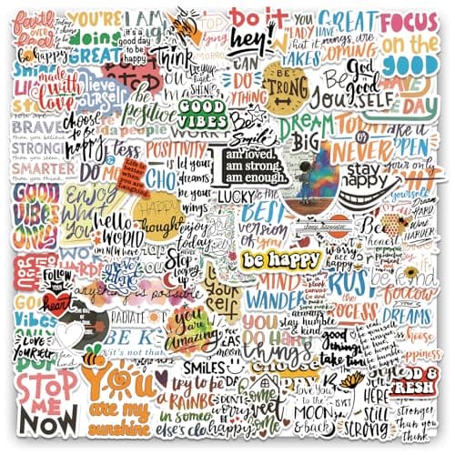Motivational Stickers 100 Pcs Inspirational Sticker, Positive Affirmation Stickers Quote Sticker Pack, Motivational Waterproof Vinyl Stickers for Water Bottles Laptop Scrapbook