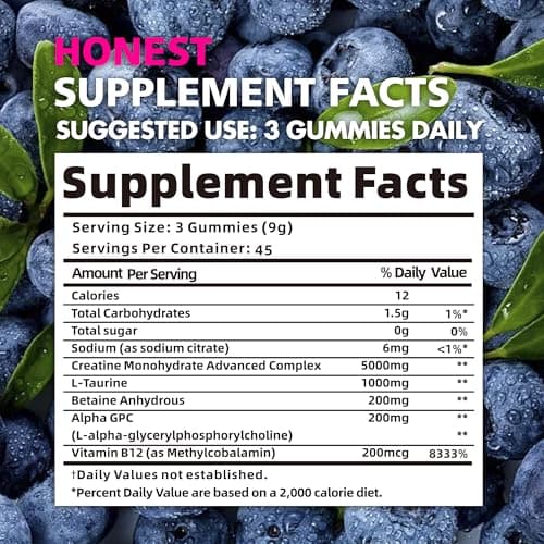 BEAST BITES Nutrition Creatine Monohydrate Gummies for Men & Women - 5g of Creatine Monohydrate per Serving - Sugar Free,Vegan, Strawberry Flavor, 135 Count (45 Servings). - Thumbnail 6