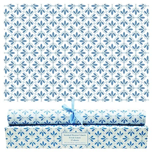SCENTORINI 15 Sheets Drawer Liners for Dresser, Linen Scented Drawer Liners, Drawer Paper Liner 14.3x19.5 Inch, for Fragrant Drawer Liners for Home Shelf Closet