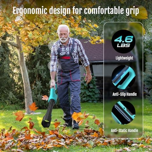 YARDCARE Electric Cordless Leaf Blower with Battery and Charger, 5-Speed + Turbo Mode, 4.0Ah Lightweight Battery Powered Powerful Blower for Blowing Leaves, Patio Cleaning, Blowers for Lawn Care - Thumbnail 6