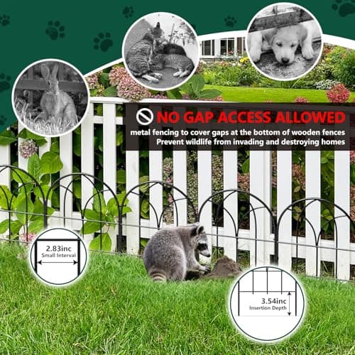 Small Garden Fence Animal Barrier, W12.55*H6.53 Decorative Fence Panel, No Dig Fences Barrier, Arch 26 Pcs Black Metal Fencing, Garden Border Edging Fences, Dog Fencing Blocker for Yard, Flower Bed - Thumbnail 4