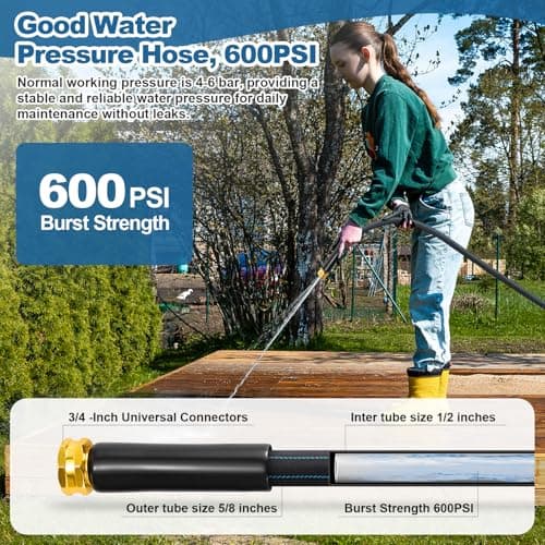 CXEZSIK Garden Hose 50ft Lightweight, Non-Expanding, Leak-Proof Metal Connector, No-Knot No-Tangle, Easy to Store and Carry, Wear-Resistant, 3/4GHT Flexible Water Hose, Hose for Yard, Garden, Outdoor - Thumbnail 6