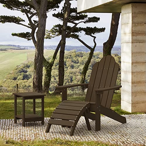 LUE BONA HDPS Adirondack Chairs Set of 2, Fire Pit Outdoor Chair Weather Resistant with Cup Holder, Modern Plastic Chair Plastic for Patio, Deck, Proch, 350LBS, Dark Brown - Thumbnail 6