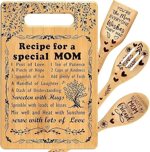 Christmas Mom Gifts for Mom Birthday from Daughter Son, I Love Best Mom Ever New Single Moms Cool Christmas Valentines Mothers Day Present from Daughter Cutting Boards Unique Mom Gift