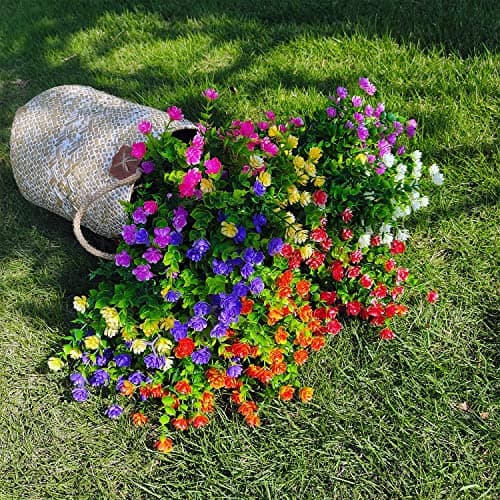 WEAUSUP 21 Bundles Outdoor Faux Plants UV Resistant Faux Bushes Plastic Artificial Flowers Fake Outdoor Plants for Home Garden Decor (7 Colors) - Thumbnail 6