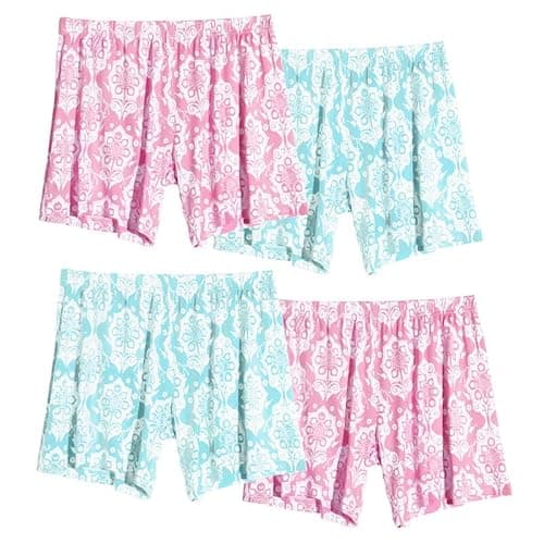 4 Pack：Bamboo Rayon summer Comfort womens shorts Soft Elastic Waist Print lounge shorts pajama pants women - Image 1