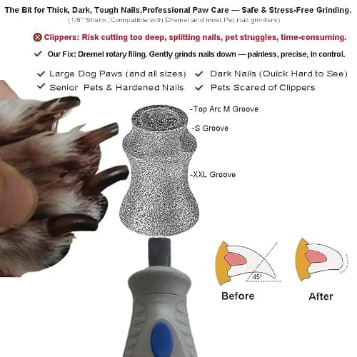 Painless for Dremel Dog Nail Grinder Attachment Replacement Heads - Diamond Bit Refill Tips Fit Dremel 7760 & 7350, Smooth Grinder Tool Accessories for Small/Medium/Large Dog/Cat Thick Nail Grinding - Thumbnail 2
