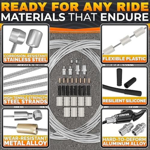 8 Pcs Bike Cable Kit - Bike Shifter Cable with 4 Brake Lines & 4 Shifter Lines, Easy Fit Stainless Steel Cables 38-Item Set - Corrosion-Resistant for Smooth Braking & Shifting on Road & Mountain Bikes - Thumbnail 4