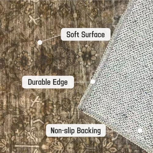 HiChiclife Runner Rug, Traditional Vintage Long Rug for Hallway Kitchen,2'x 8' Brown - Thumbnail 3