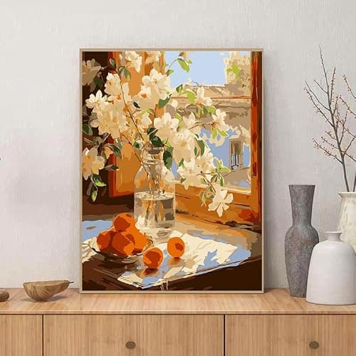 ZRIZQ Paint by Numbers Kit for Adults Beginners,Floral DIY Painting Set,Relaxing Creative Craft Activity,16x20 Inch-Flowers - Thumbnail 2