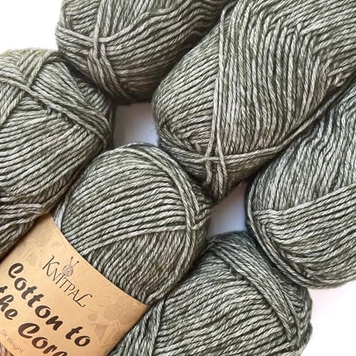 Cotton to The Core Cotton Yarn for Crocheting, 6-Pack (852 Yds / 300G), Free Patterns, Beginners Friendly - Soft Baby Yarn for Knitting - 3 DK Light Worsted Weight - Hunter Green