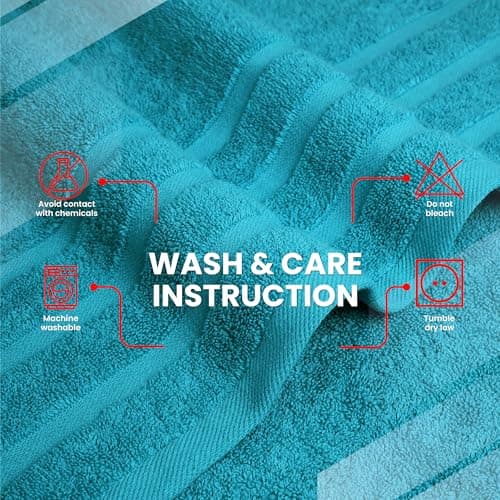 Infinitee Xclusives 100% Cotton Luxury Bath Towels Set of 2 (27x54 Inches) (Serene Teal, Bath Towels - Pack 2) - Thumbnail 6