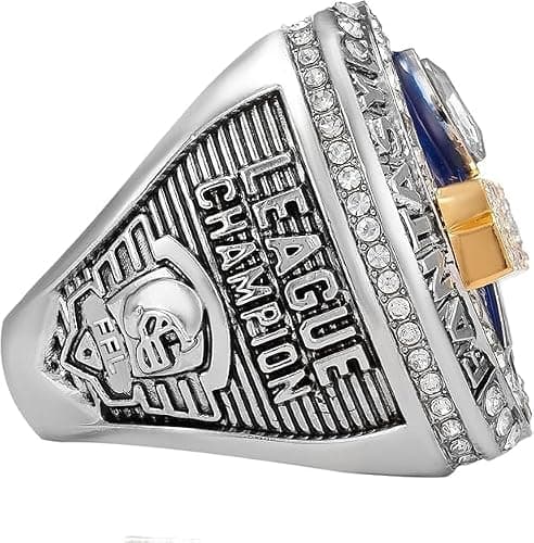 LANGE HOME 2026 Fantasy Football Ring,Fantasy Football Championship Ring with High-Grade Gift Box,League Champion Trophy Rings Premium Award for Winner (New-Blue2026, 11-D20.22MM-C65MM) - Thumbnail 4