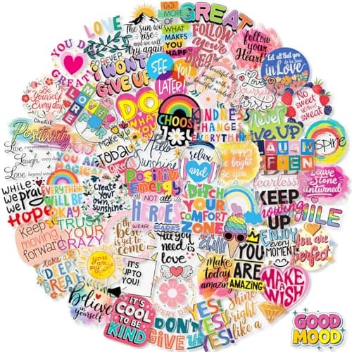 BJMOWIN 100pcs Motivational Stickers for Teens Adults Planner Transparent Inspirational Words Quote Decals Bulk for Scrapbooking Water Bottle Party Favors Gifts Back to School Rewards - Image 1