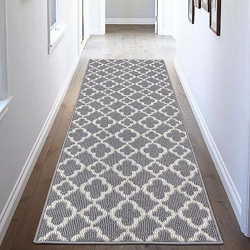 U'Artlines Runner Rug for Hallway 2×6feet Non Slip Kitchen Floor Carpet Runners Grey Geometric Pattern Machine Washable Area Rug for Entryway Bathroom - Image 1