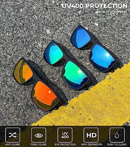 KALIYADI Polarized Sunglasses Men, Lightweight Mens Sunglasses Polarized UV Protection Driving Fishing Golf (Dark Blue/Green/Red) - Thumbnail 5