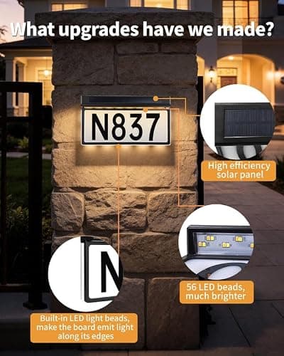 BRIMAX Solar Powered Address Sign,3 Color Modes,Upgraded Side-Lit LED Sign - Thumbnail 4