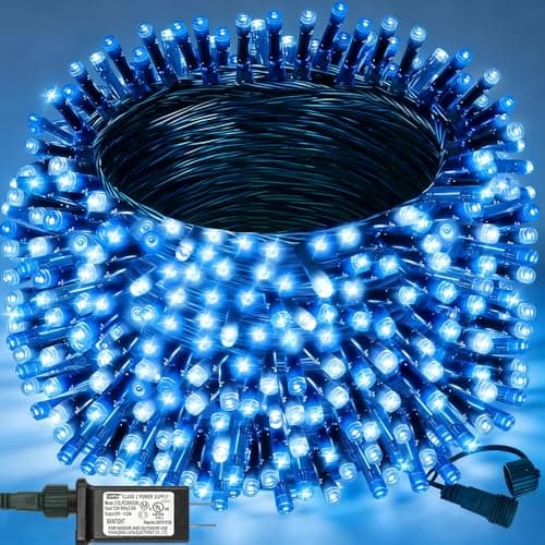 Decute Christmas String Lights Waterproof 300LED 105FT UL Certified with End-to-End Plug 8 Modes, Outdoor Indoor Starry Fairy Lights for Christmas Tree Patio Garden Wedding Party Decor Blue