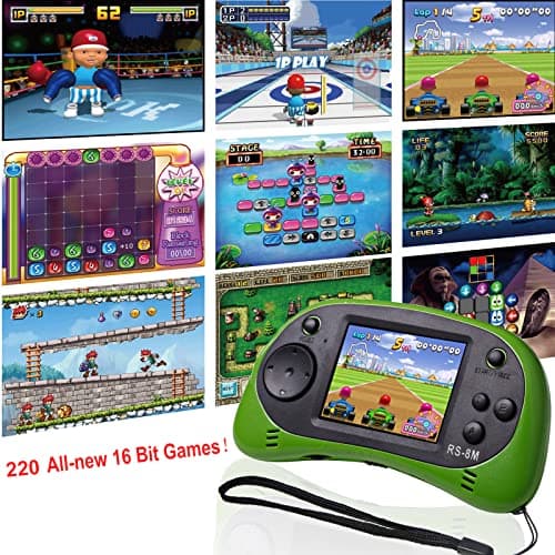 EASEGMER 16 Bit Kids Handheld Games Built-in 220 HD Video Games, 2.5 Inch Portable Game Player with Headphones - Best Travel Electronic Toys for Kids Age 3-10 Years Old Children (Green) - Thumbnail 4