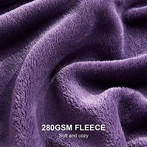 Hansleep Fleece Queen Blanket for Bed Fleece Purple, Queen Size Super Soft Flannel Fuzzy Plush Cozy Blanket for All Seasons, Purple, Queen 90x90 Inches - Thumbnail 2