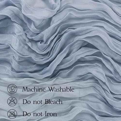 QPOR Dusty Blue Cheesecloth Table Runner Boy Baby Shower Wedding Decorations Spring Gauze Table Runner for Bridal Shower Party Winter Wonderland Decoration 35x120 Inches - Thumbnail 6