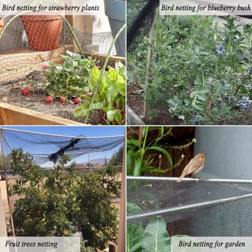 Junflying Bird Netting, 10x10 FT – 1/2" Mesh, Woven Garden Netting Against Birds, Deer, Rabbits, Small Animals, Mesh Net Roof Cover for Bed, Vegetables, Fruit Tree, Blueberry Bush & Strawberry Plant - Thumbnail 5