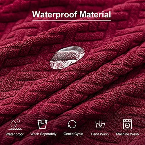 Genina Waterproof Chair Covers for Dining Room Set of 4 Kitchen Chair Covers Parson Dining Chair Slipcover,Wine Red - Thumbnail 5