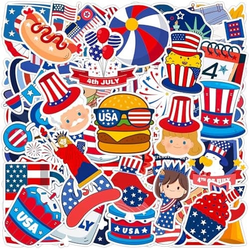 HSHFAMIIY 4th of July Stickers - 4th of July Outfits for Women, 100Pcs Patriotic Stickers - Memorial Day Scrapbooking, 4th of July Accessories Decorations Gifts Crafts Activities Party Favors for Kids - Image 1