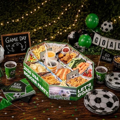 Soccer Party Decorations, Snack Platter Centerpiece for Birthday Game Day - Thumbnail 6