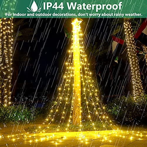 Decute Christmas Decorations Outdoor String Lights 8 Modes and Timer with Remote, Waterproof 320 LED Christmas Tree Lights Star Lights for Yard Garden Backyard Wedding Holiday Decor Warm White - Thumbnail 4