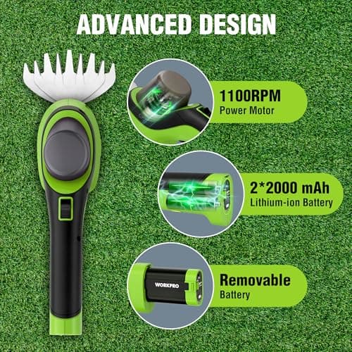 WORKPRO 7.2V Handheld Grass Trimmer, 2-in-1 Cordless Hedge Trimmer & Grass Shears with 2Ah Battery, Small Bush & Shrub Trimmer for Lawn Edging, Garden, Yard & Hedge Trimming - Thumbnail 6