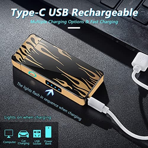 BABOBIU Electric Lighter Plasma Lighter Flameless Windproof Rechargeable USB Lighter with Type-C Fast Charging Gift for Men, Women (Flame) - Thumbnail 4