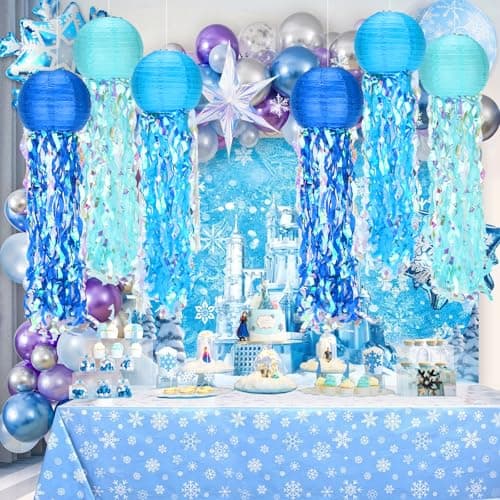 Jellyfish Paper Lanterns,Under The Sea Party Decorations 6Pack with String and Hooks,Hanging Jelly Fish for Mermaid,Ocean Themed,Birthday,Party(Blue 8Inch) - Thumbnail 6