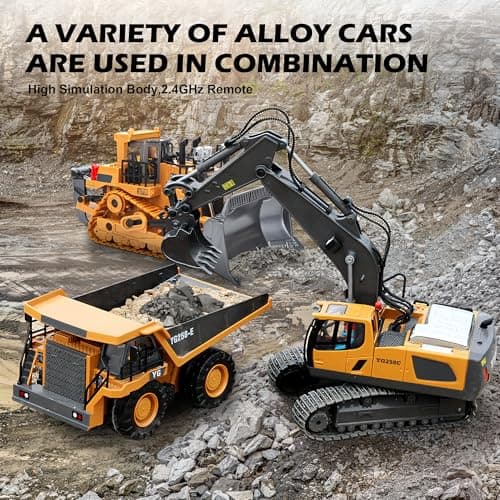 ADTHLIER Remote Control Excavator Toy for Boys 6-11 yrs Old,11-Channel RC Excavator Toy,with Metal Shovel,2.4Ghz RC Construction Vehicle,Ideal Gifts for Kids on - Thumbnail 6