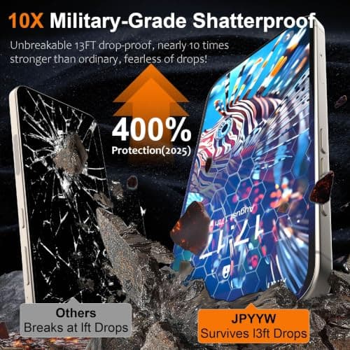 jpyyw 4 Pack for iPhone 14 Pro Max Screen Protector, Military-Grade Shatterproof, 9H Hardness, Tempered Glass with Install Frame - Thumbnail 5