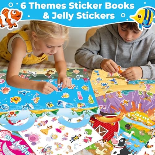 Kalysky 6Pack Reusable Sticker Books for Toddlers 1-3 2-4, Jelly Sticker Books for Kids, Cute Sticker Books for Toddlers 2-4 Years, Sticker Activity Book for Girl Boy - Thumbnail 2