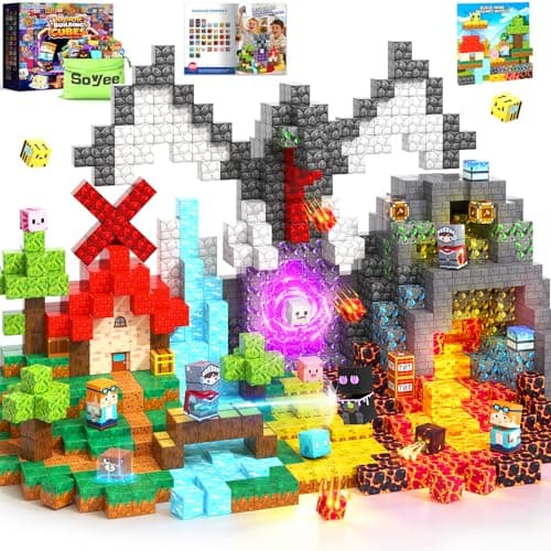 Soyee Magnetic Blocks 200 PCS - Magnetic Building Cubes Toys Build Mine Magworld Craft Cubes Portal Theme STEM Toys for Kids Ages 3-5 4-8 8-12 Birthday Gifts Boys Toys Ages 6-8 - Image 1