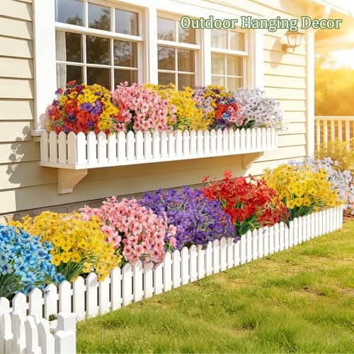 PADONISE 24 Bundles Artificial Flowers for Outdoor Indoor Decor, Fake Silk Flower Plastic Stems UV Resistant for Hanging Plants Spring Summer Bouquet Vase Porch Window Box Wedding Farmhouse Garden - Thumbnail 5